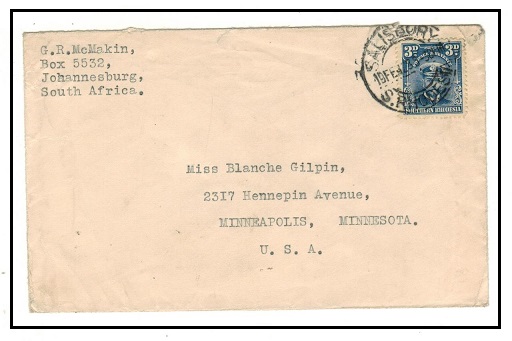 SOUTHERN RHODESIA - 1928 3d rate cover to USA used at SALISBURY.