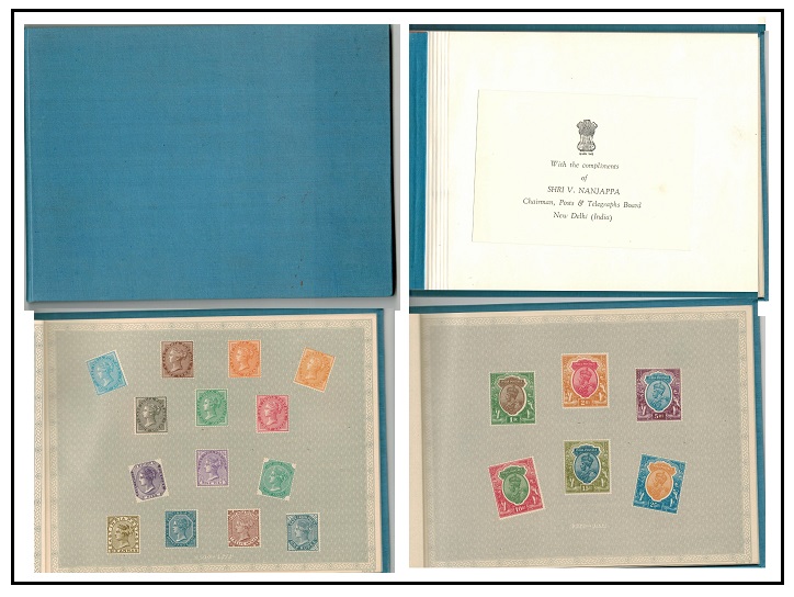 INDIA - 1954 official commemoration booklet of plates showing issued stamps over 100 years.