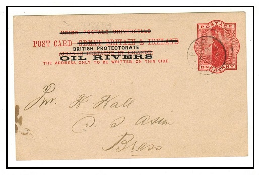 NIGER COAST - 1892 1d vermilion PSC used locally at BRASS RIVER.  H&G 2.