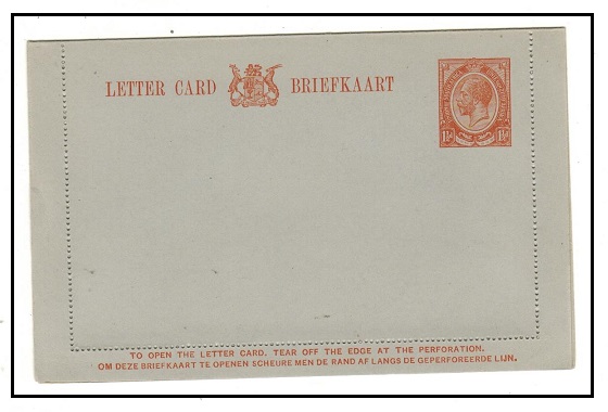 SOUTH AFRICA - 1920 1 1/2d orange-brown postal stationery letter card unused.  H&G 2.
