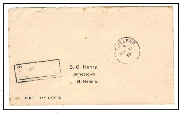 ST.HELENA - 1937 local unstamped cover with boxed 