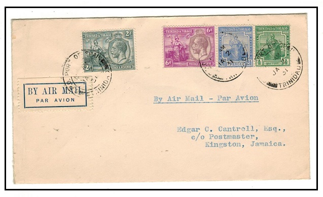 TRINIDAD AND TOBAGO - 1931 first flight cover to Jamaica.