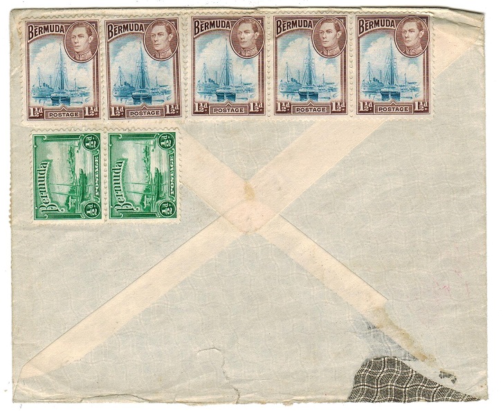 BERMUDA - 1940(?) cover to UK with PASSED BY CENSOR/20/BERMUDA h/s in violet.