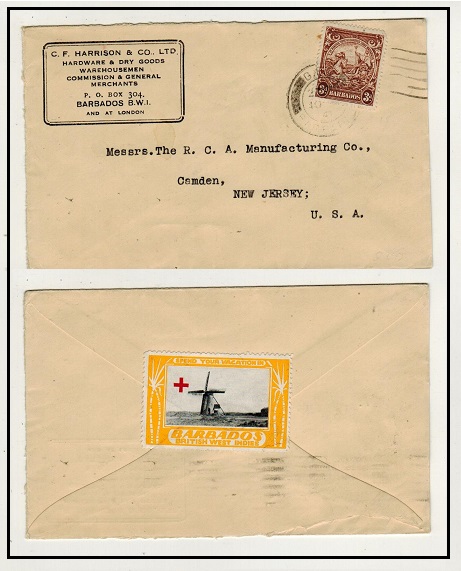 BARBADOS - 1941 3d rate cover to USA with 
