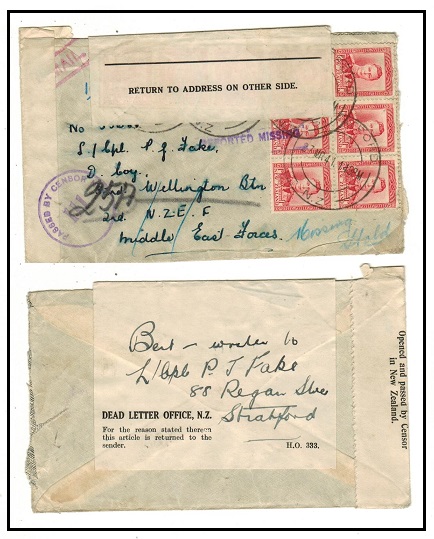 NEW ZEALAND - 1941 6d military undelivered censor cover with 