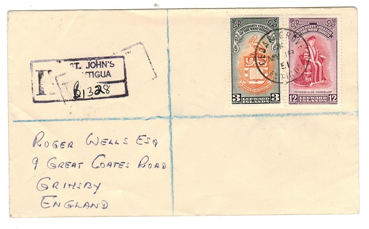 ANTIGUA - 1951 registered cover to UK from CEDAR GROVE.