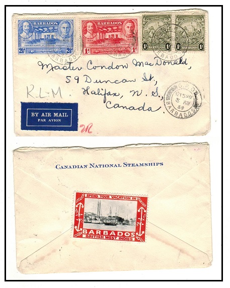 BARBADOS - 1939 cover to Canada with 