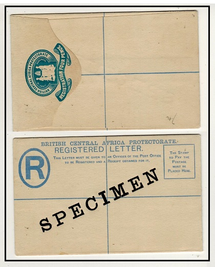 NYASALAND - 1895 4d blue RPSE unused handstamped SPECIMEN.  H&G 7.