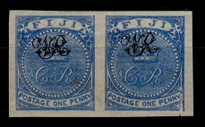 FIJI - 1876 1d deep blue (SG 31a) IMPERFORATE PLATE PROOF pair.