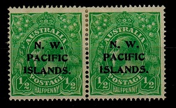 NEW GUINEA - 1915 1/2d bright green mint pair with rare 