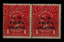 NEW GUINEA - 1915 1d carmine red mint pair with 