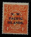 NEW GUINEA - 1915 4d yellow-orange mint with LINE THROUGH FOUR PENCE variety.  SG 70c.