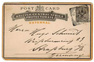 NYASALAND - 1895 2d PSC used from BLANTYRE. H&G 5.