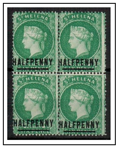 ST.HELENA - 1884 1/2d emerald in a fine mint block of four.  SG 34.