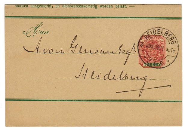 TRANSVAAL - 1899 1d postal stationery wrapper used from HEIDELBERG/ZAR.  H&G 2.
