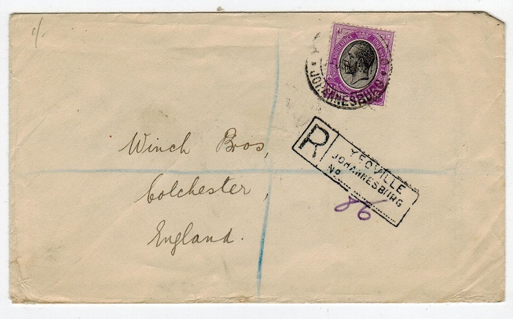 SOUTH AFRICA - 1921 6d registered cover from YEOVILLE.