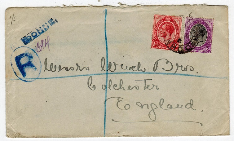 SOUTH AFRICA - 1920 registered cover to UK from DOHNE.