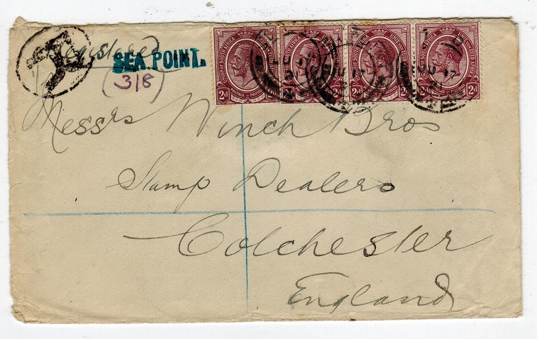 SOUTH AFRICA - 1921 registered cover to UK from SEA POINT.