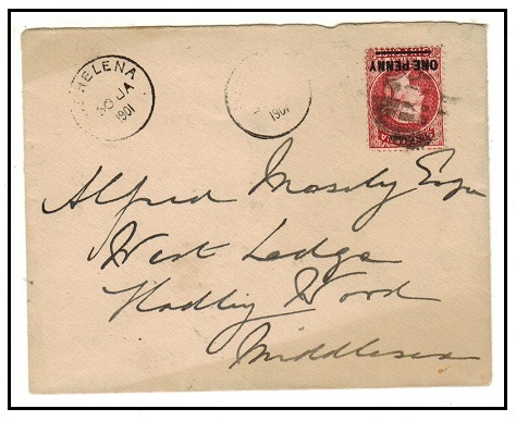ST.HELENA - 1901 1d on 6d on cover to UK.
