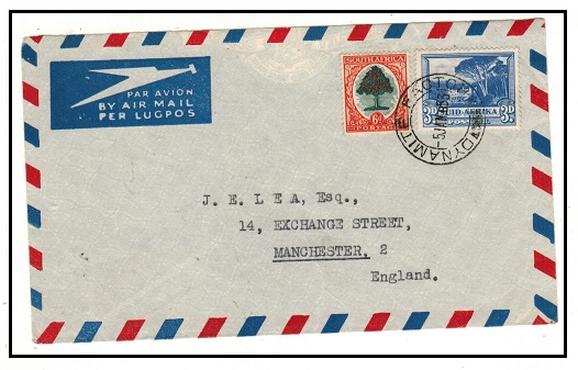 SOUTH AFRICA - 1953 9d rate cover to UK used at DYNAMITE FACTORY.