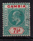 GAMBIA - 1905 7 1/2d green and carmine. Used.  SG 65.