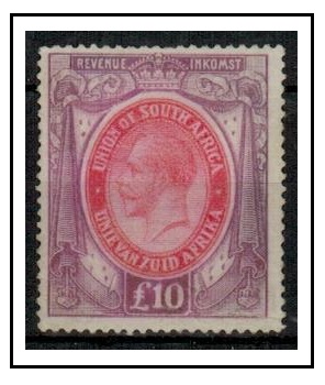 SOUTH AFRICA - 1913 10 purple and red REVENUE mint.