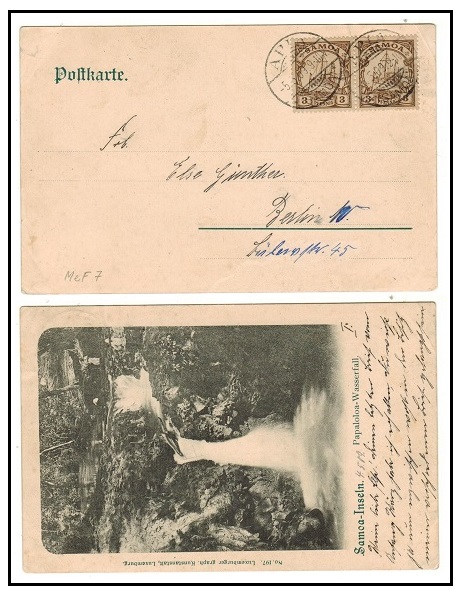 SAMOA - 1909 6pfg rate postcard use to Germany used at APIA.