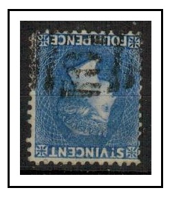 ST.VINCENT - 1883 4d ultramarine-blue used with INVERTED AND REVERSED watermark.  SG 43y.
