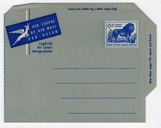 SOUTH AFRICA - 1960 6d unused postal stationery airletter.  H&G 35.