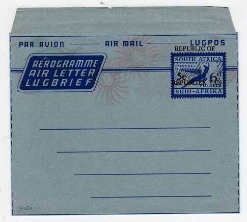 SOUTH AFRICA - 1961 5c on 6d unused postal stationery airletter.  H&G 39.