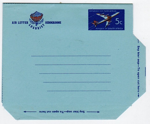 SOUTH AFRICA - 1962 5c unused postal stationery airletter.  H&G 53.