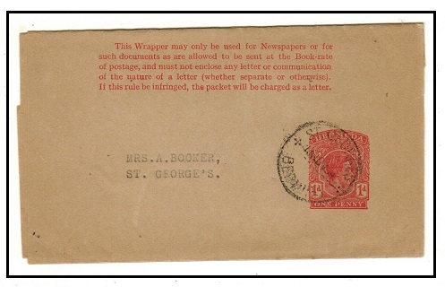 BERMUDA - 1937 1d red postal stationery wrapper used at ST.GEORGES.  H&G 9.