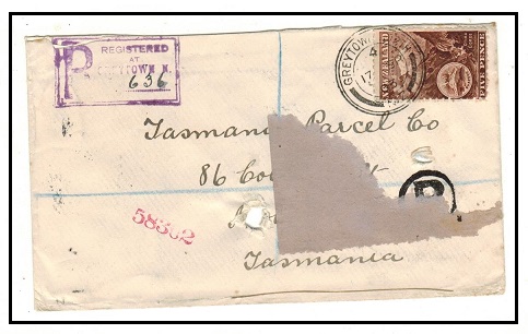 NEW ZEALAND - 1903 5d rate local registered cover used at GREYTOWN NORTH.