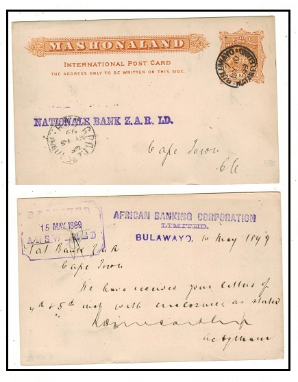 RHODESIA - 1893 1 1/2d brown yellow Mashonaland PSC used at BULAWAYO/MATEBELELAND.  H&G 6.
