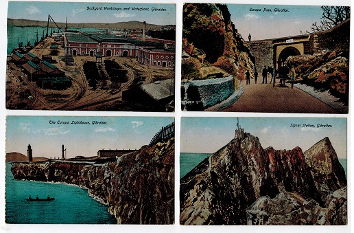 GIBRALTAR - 1920 (circa) range of 5 unused early coloured picture postcards.