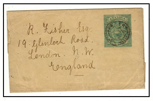 ANTIGUA - 1903 1/2d green postal stationery wrapper to UK used at ST.JOHNS.  H&G 1.