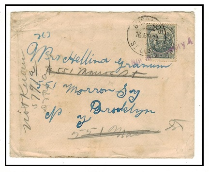 BARBADOS - 1923 2d rate cover to USA used at ST.LUCY.