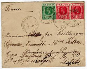 ST.LUCIA - 1915 re-directed cover to France from SOUFRIERE.