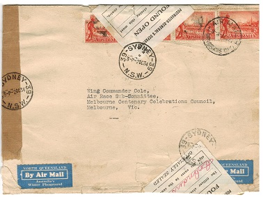 AUSTRALIA - 1934 cover with FOUND OPEN/OFFICIALLY SEALED labels.