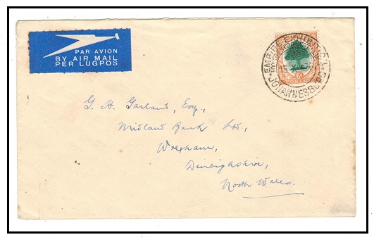 SOUTH AFRICA - 1936 6d rate EMPIRE EXHIBITION/JOHANNESBURG cover to UK.
