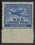 AUSTRALIA - 1942 (circa) 6d blue WAR SAVINGS STAMP in mint condition.