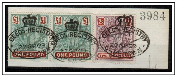 CAPE OF GOOD HOPE - 1903 2/- and 1 pair REVENUE usage on piece.