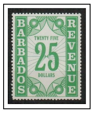 BARBADOS - 1977 $25 green REVENUE adhesive unmounted mint. Barefoot 69.