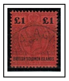 SOLOMON ISLANDS - 1914 1 purple and black on red fine used.  SG 38.