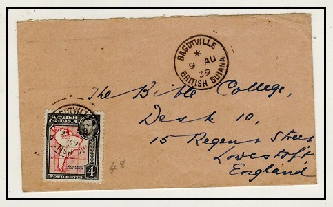 BRITISH GUIANA - 1939 4c rate cover to UK used at BAGOTVILLE.