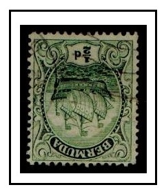 BERMUDA - 1918 1/2d deep green used with REVERESED WATERMARK.  SG 45x.