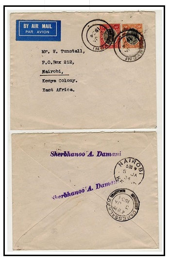 TANGANYIKA - 1924 35c rate cover to Kenya used at MANYONI.