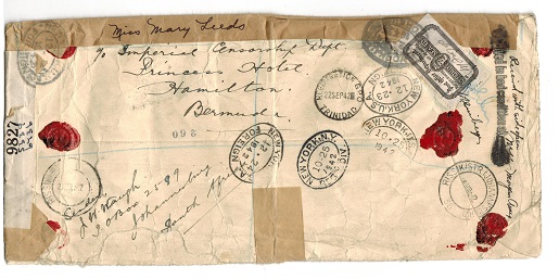 BERMUDA - 1943 inward RECEIVED IN BAD CONDITION AT cover.