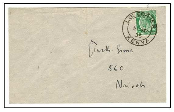 K.U.T. - 1935 5c rate local cover used at LOLGORIEN. A scarce strike.