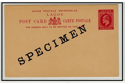 LAGOS - 1902 1d carmine PSC unused SPECIMEN.  H&G 9.